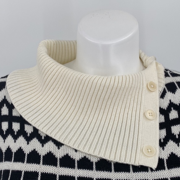 Talbots Black Cream Button Mock Turtleneck Sweater 1X - Picture 5 of 11